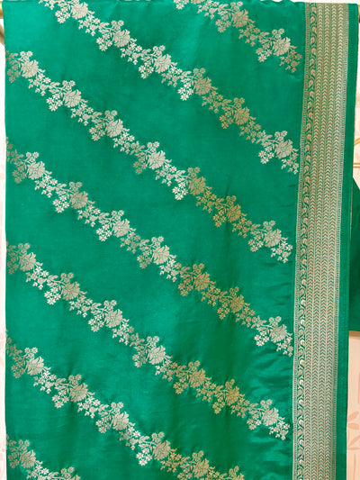 Green Dola Silk Banarasi Saree and Blouse Set