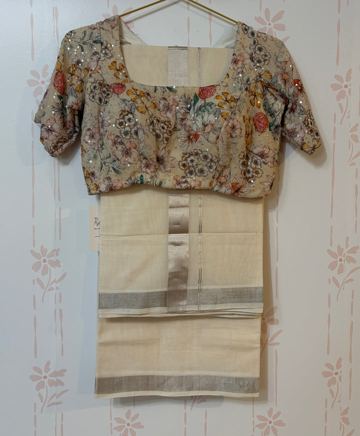 Silver Kasavu Premium Handloom saree