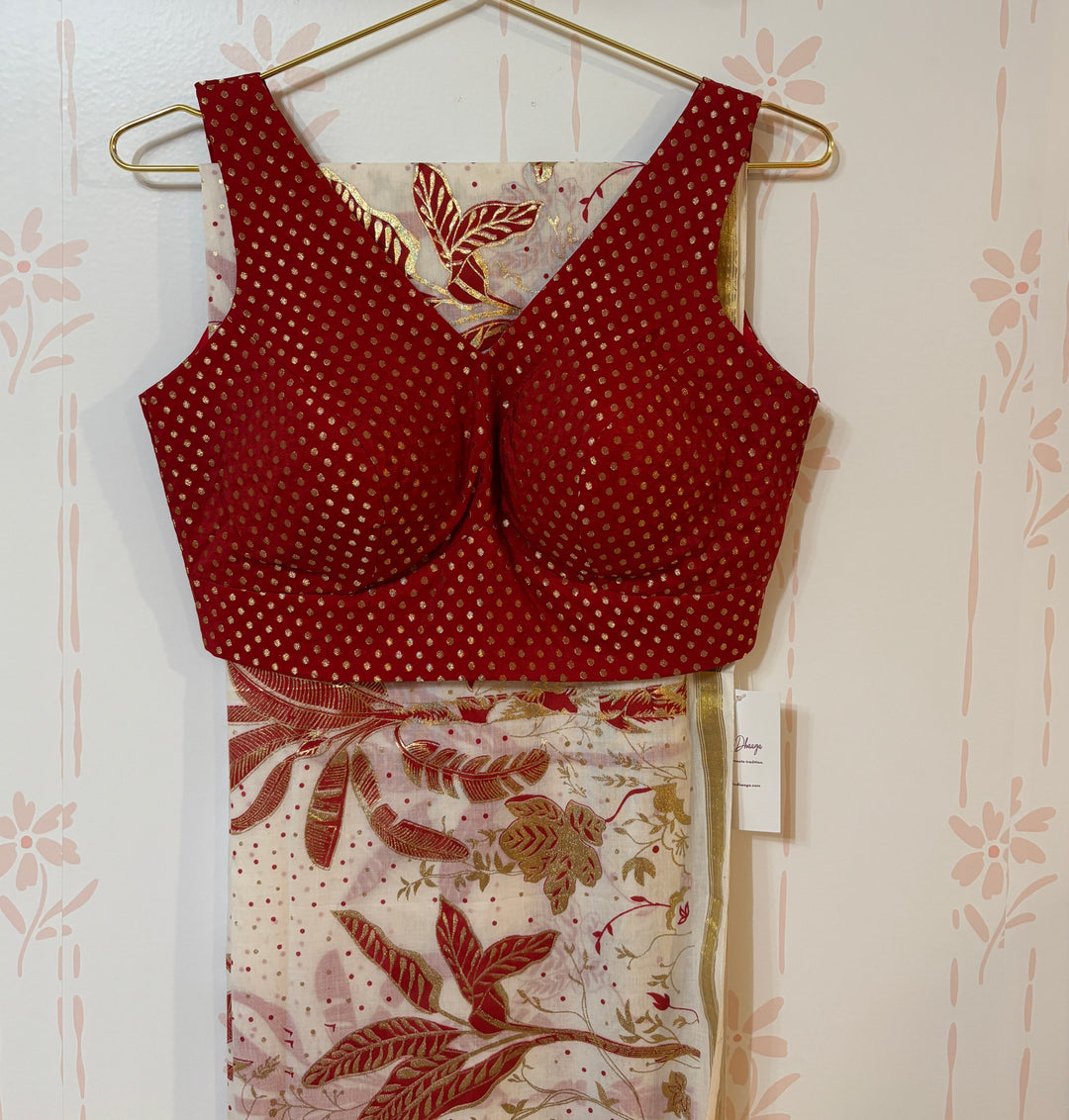 Kerala scene Cotton viscose Saree and blouse set