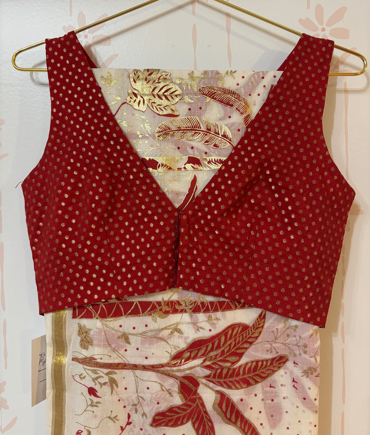 Kerala scene Cotton viscose Saree and blouse set