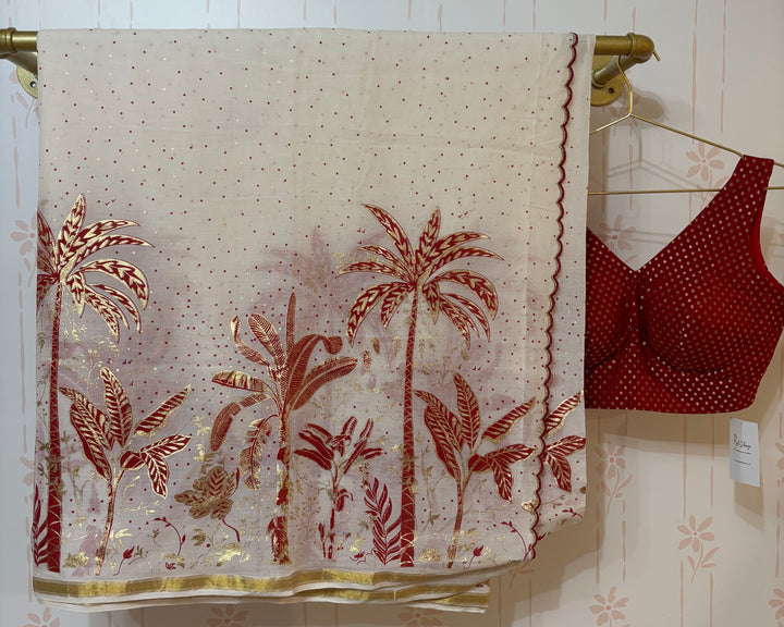 Kerala scene Cotton viscose Saree and blouse set