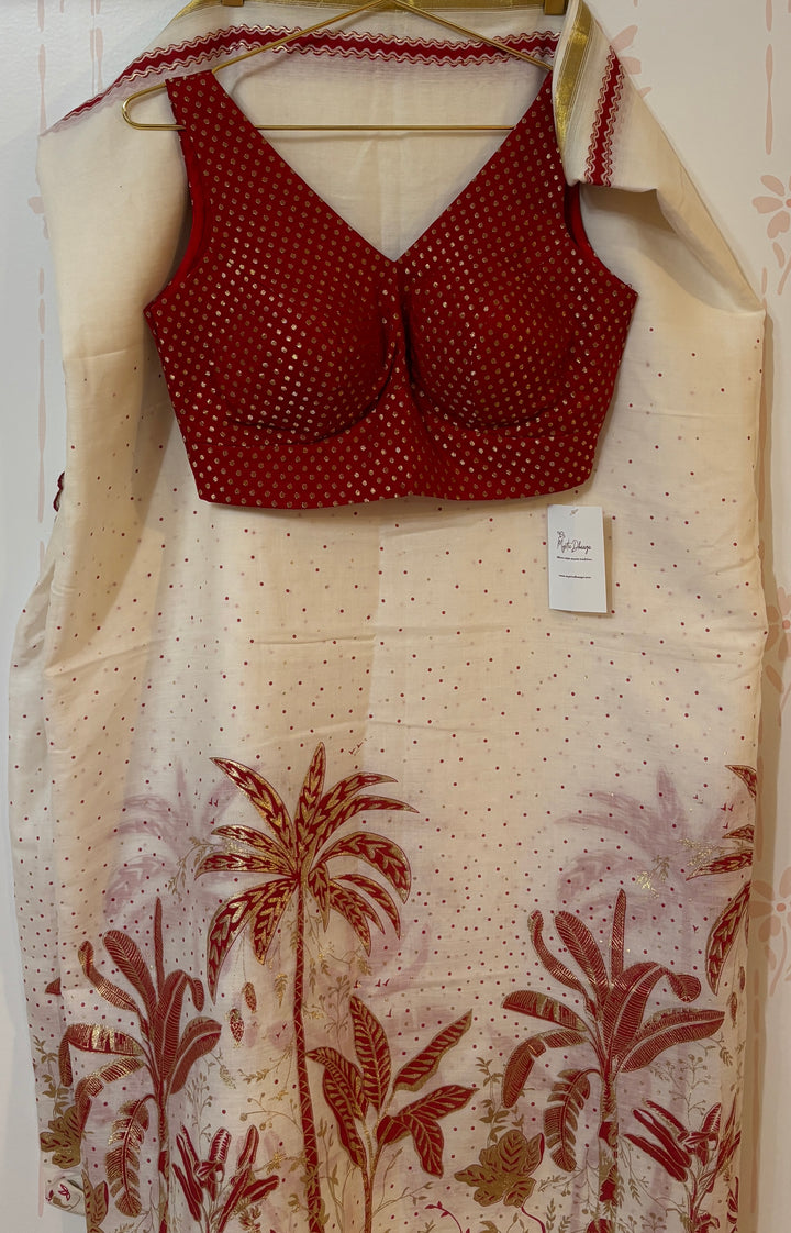 Kerala scene Cotton viscose Saree and blouse set