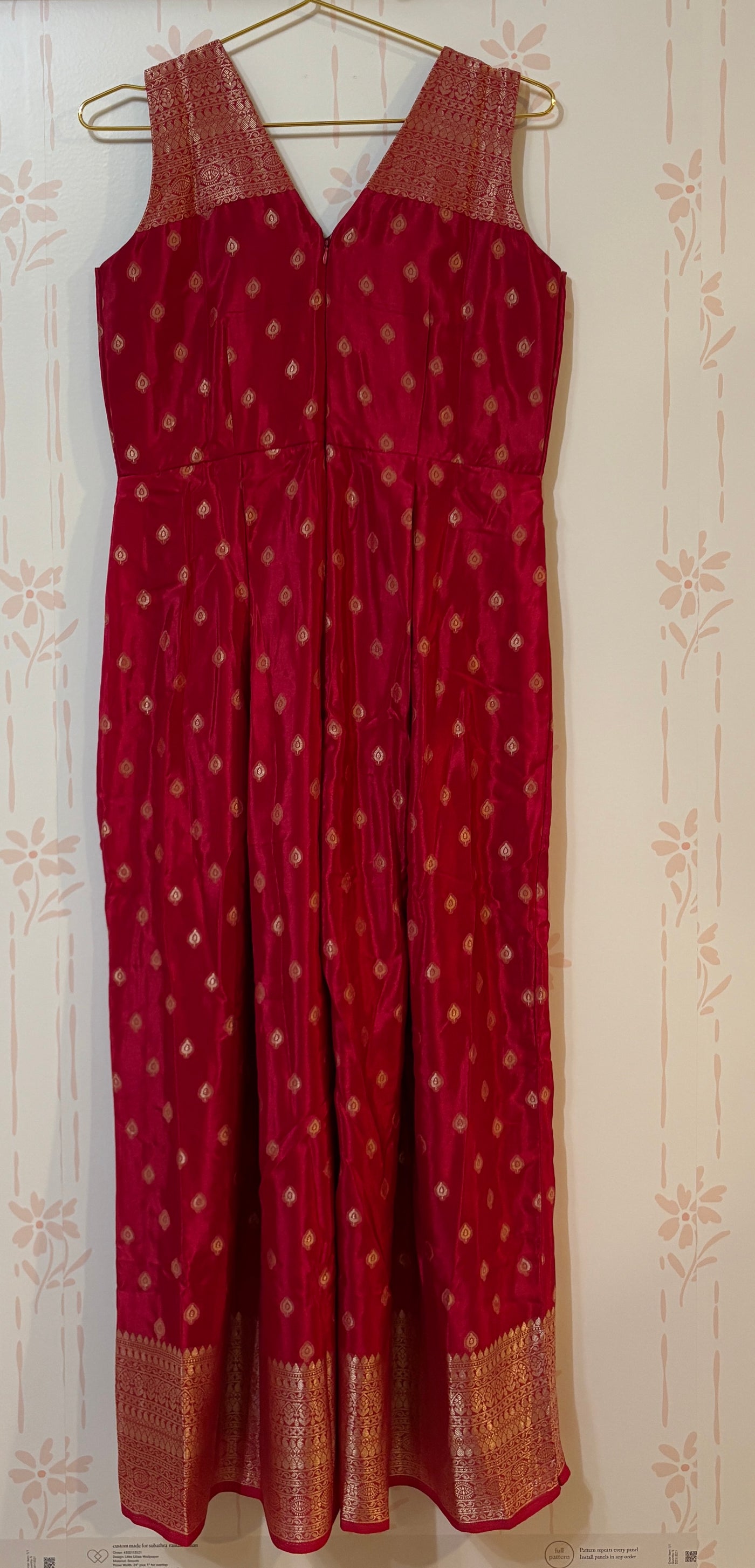 Deep Pink Crepe Banarasi Jumpsuit