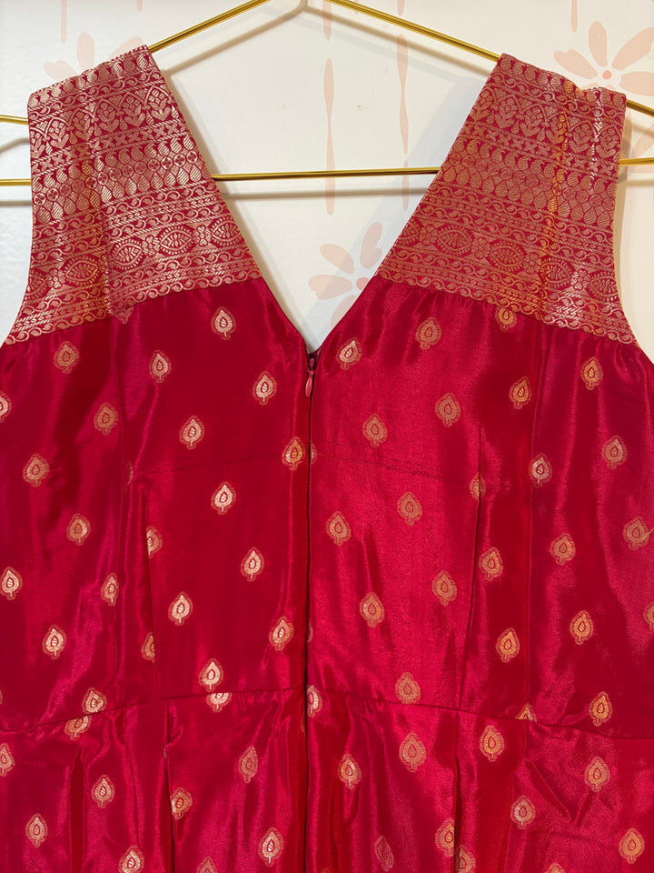 Deep Pink Crepe Banarasi Jumpsuit