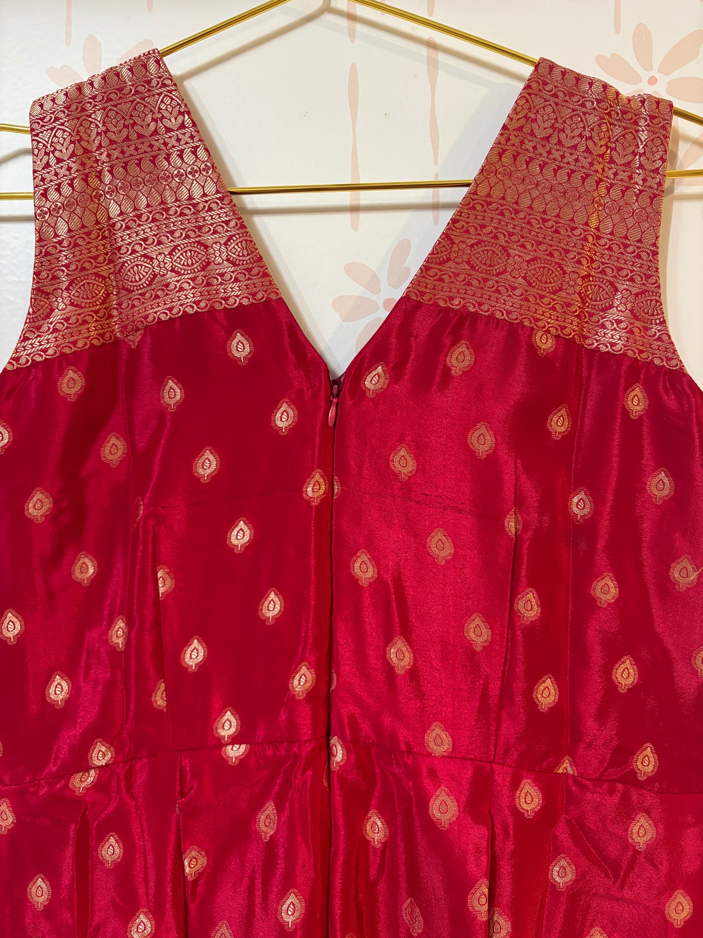 Deep Pink Crepe Banarasi Jumpsuit
