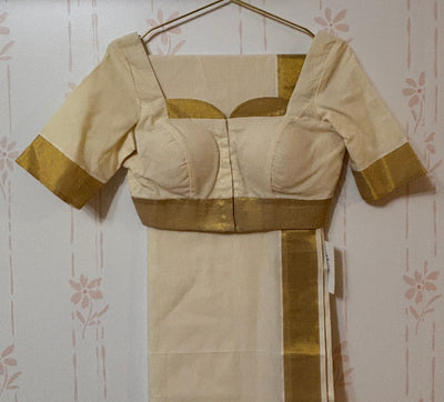 Kerala Kasavu Saree and Blouse Set