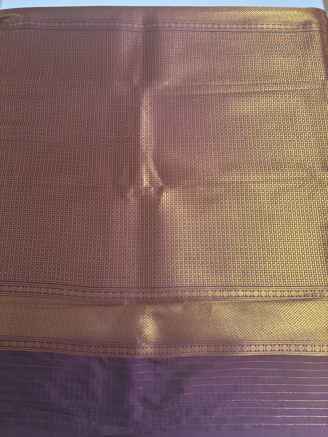 Rust Orange Kanchipuram style Semi silk saree