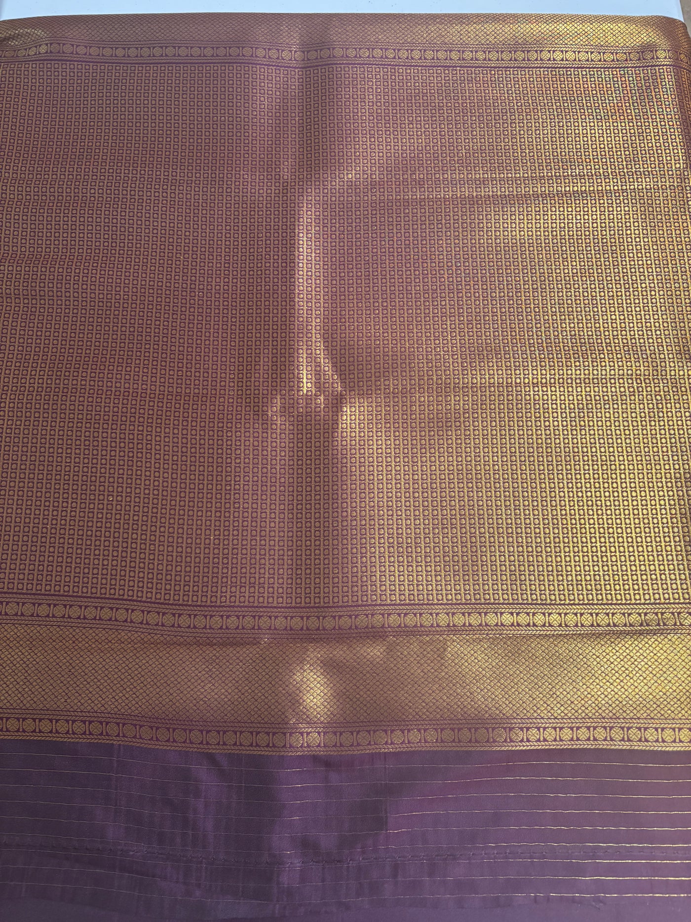 Rust Orange Kanchipuram style Semi silk saree