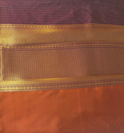 Rust Orange Kanchipuram style Semi silk saree