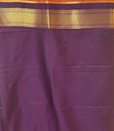 Rust Orange Kanchipuram style Semi silk saree