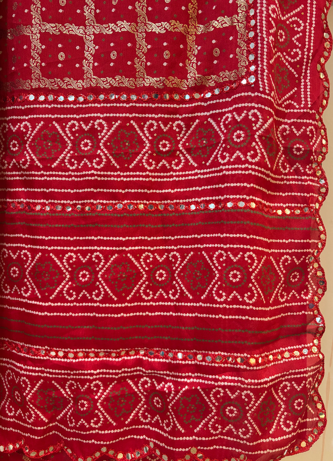 Kumkum red Gharchola saree and blouse set