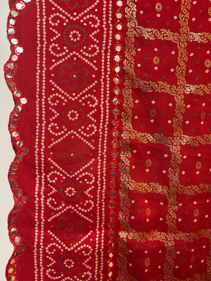 Kumkum red Gharchola saree and blouse set