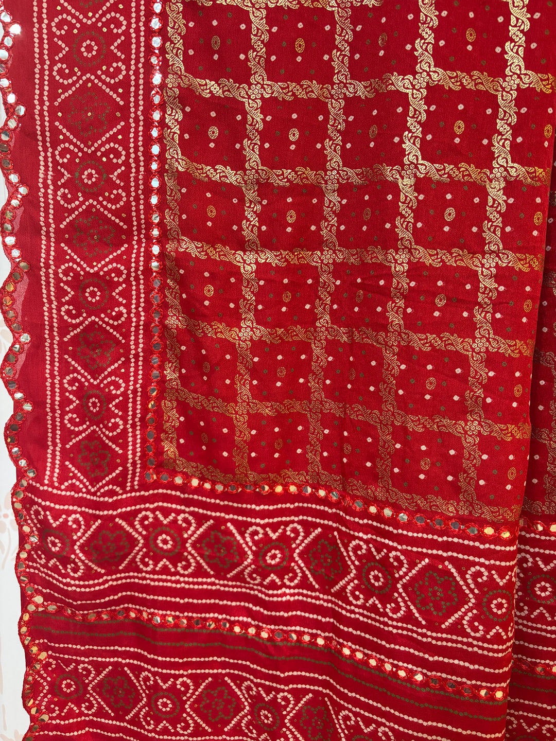 Kumkum red Gharchola saree and blouse set