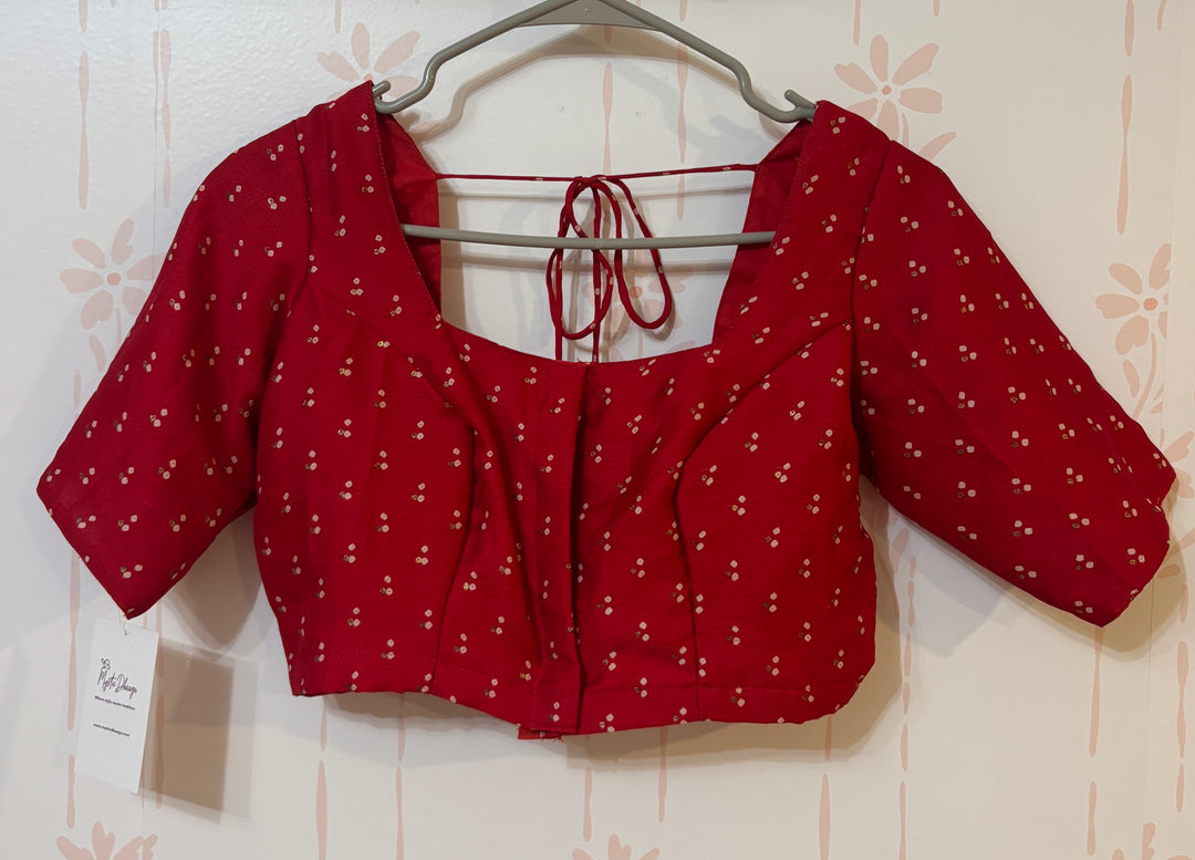 Kumkum red Gharchola saree and blouse set