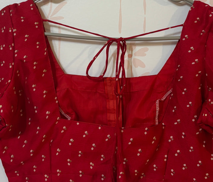 Kumkum red Gharchola saree and blouse set