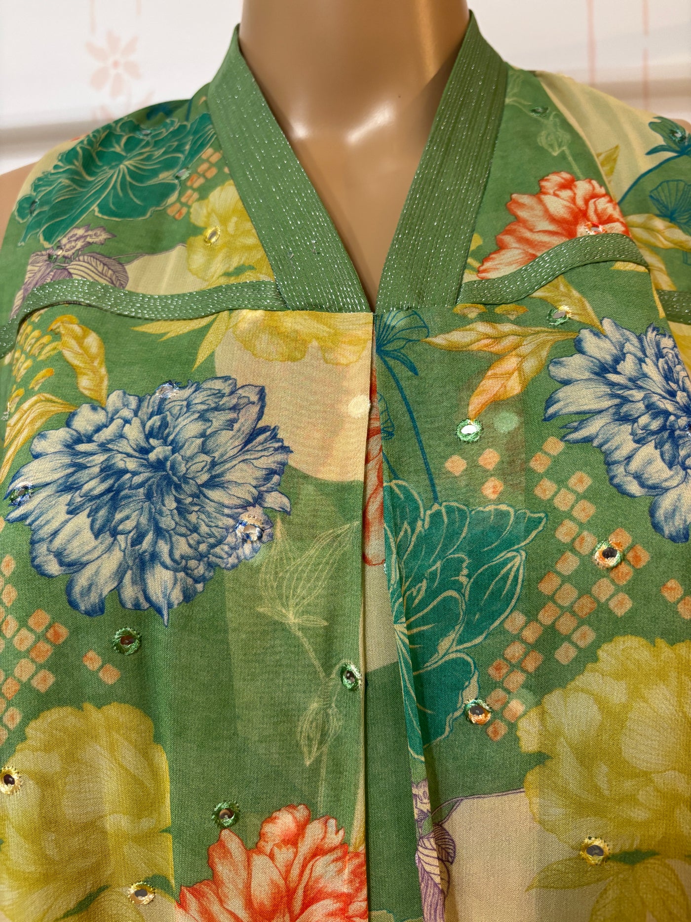 Pastel green georgette halter neck dress