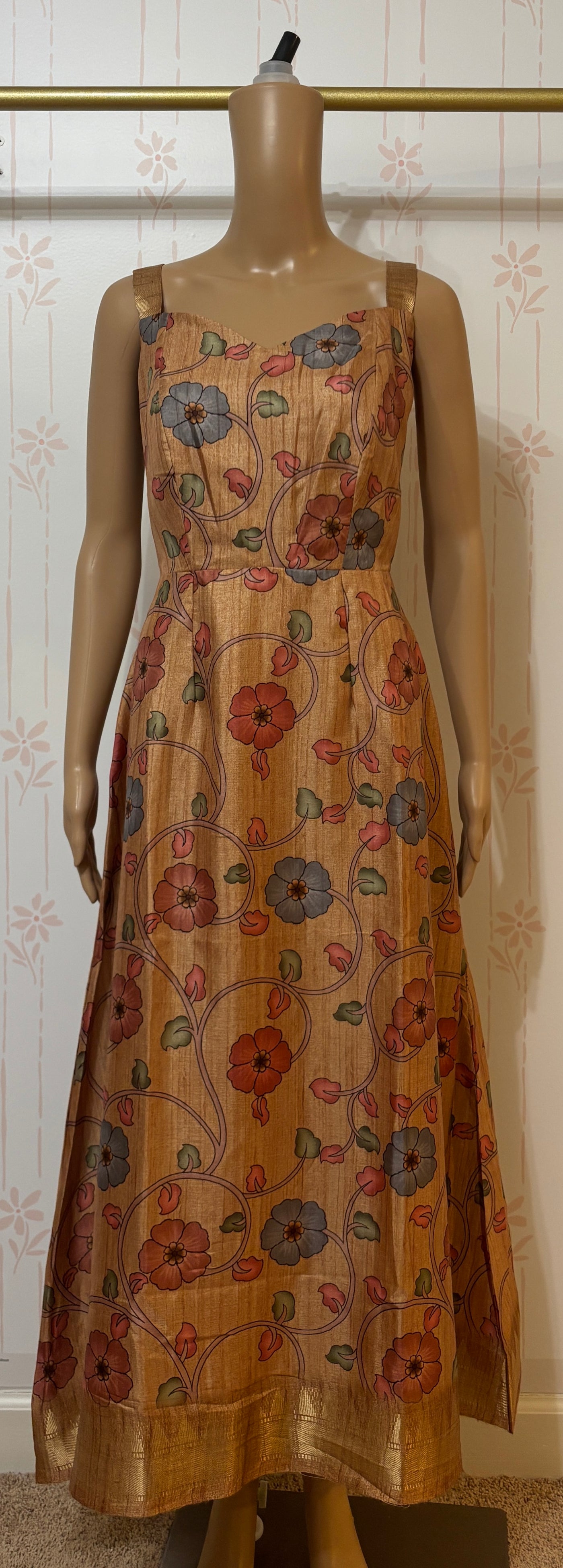 Yellow Kalamkari dress with zari border