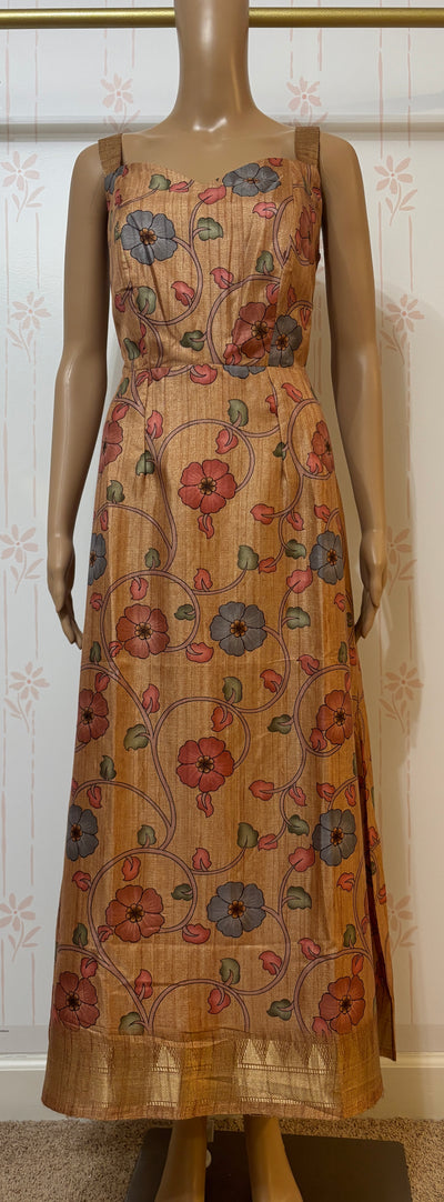 Yellow Kalamkari dress with zari border