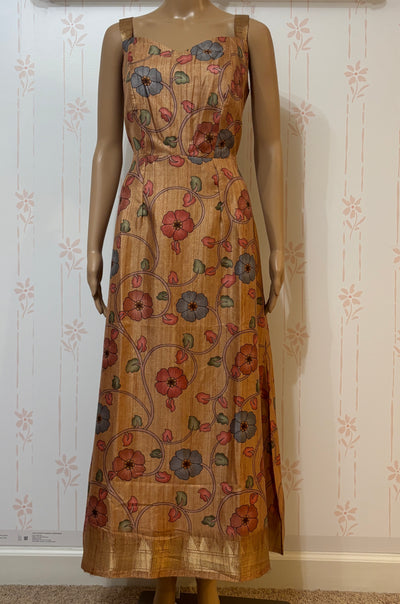 Yellow Kalamkari dress with zari border