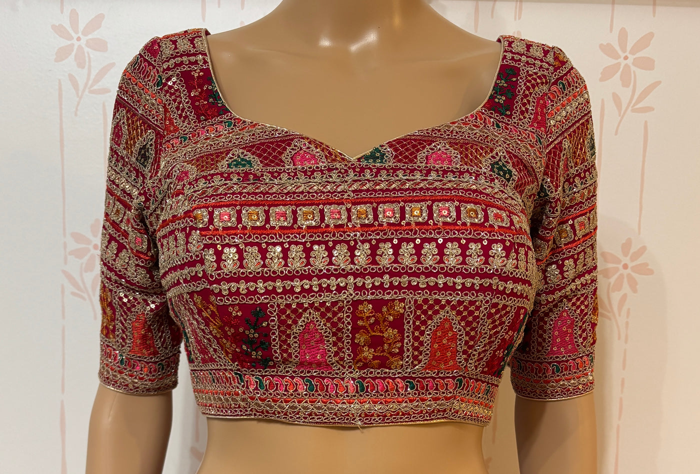 Red Embroidered Blouse