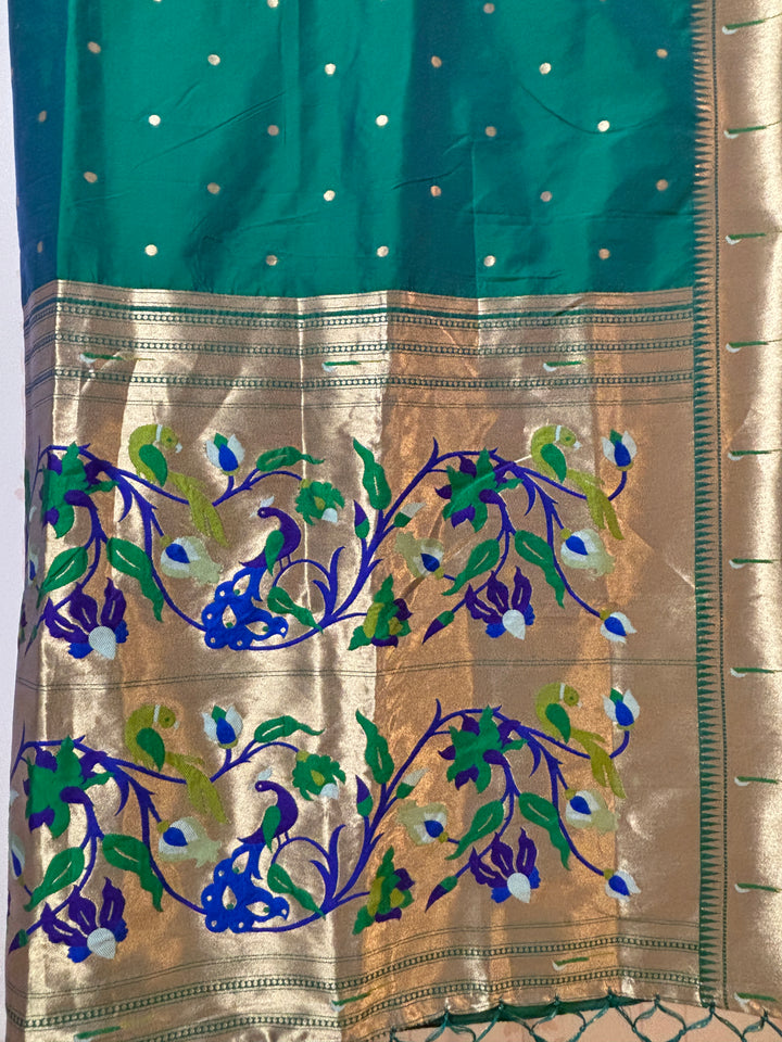 Green Muniya Paithani Saree and blouse set