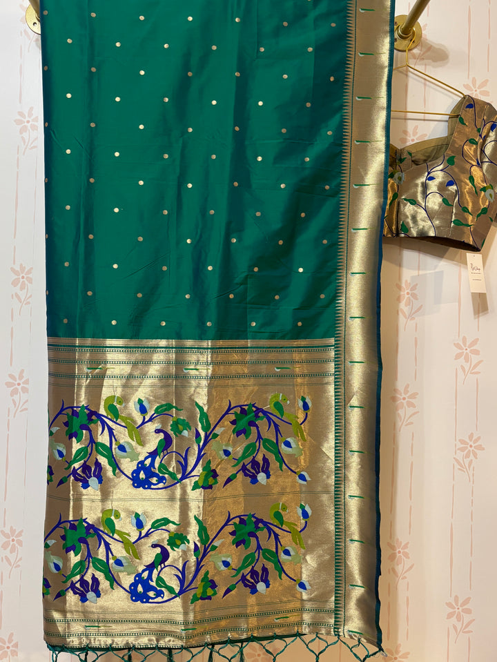 Green Muniya Paithani Saree and blouse set