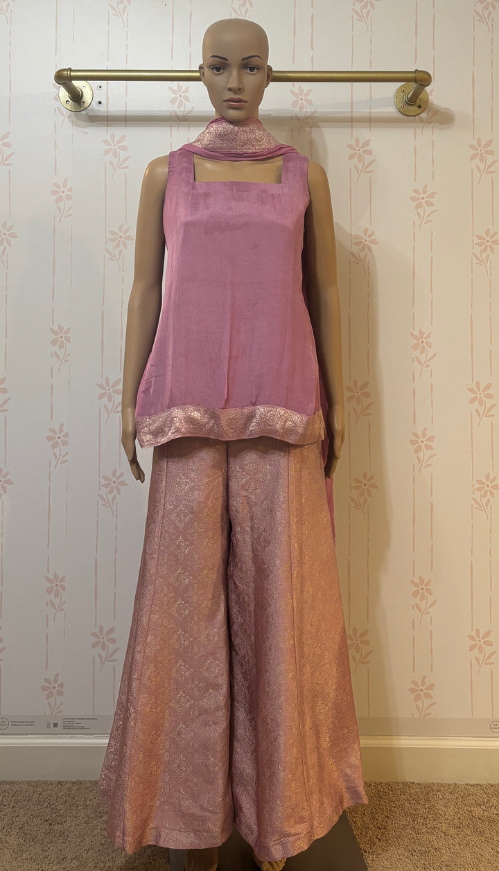 Light Pink brocade Sharara Suit set