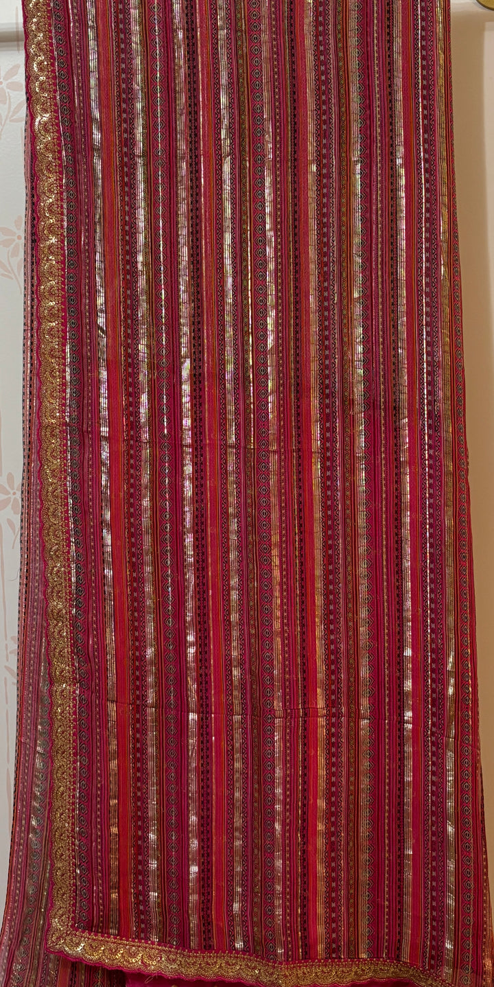 Sabyasachi style foil print multicolor Georgette Saree