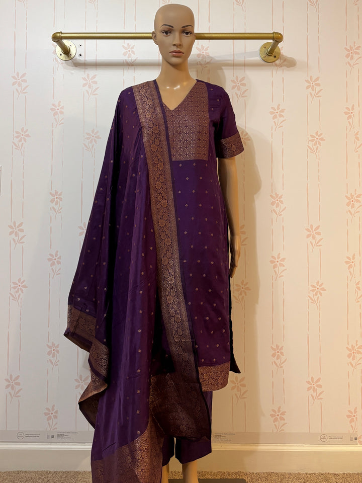 Violet banarasi suit set