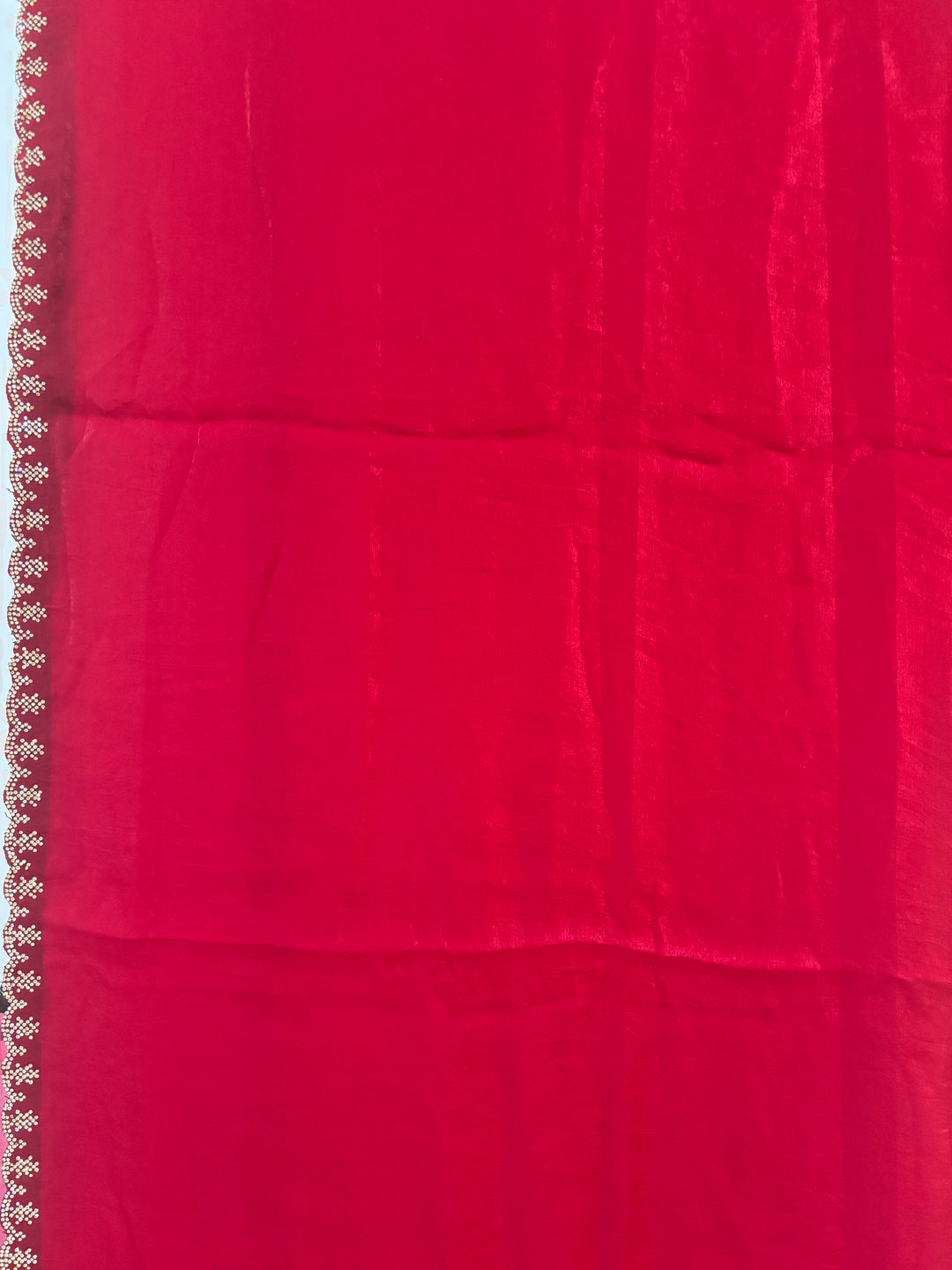 Hot Pink Velvet organza Stonework Saree and blouse set