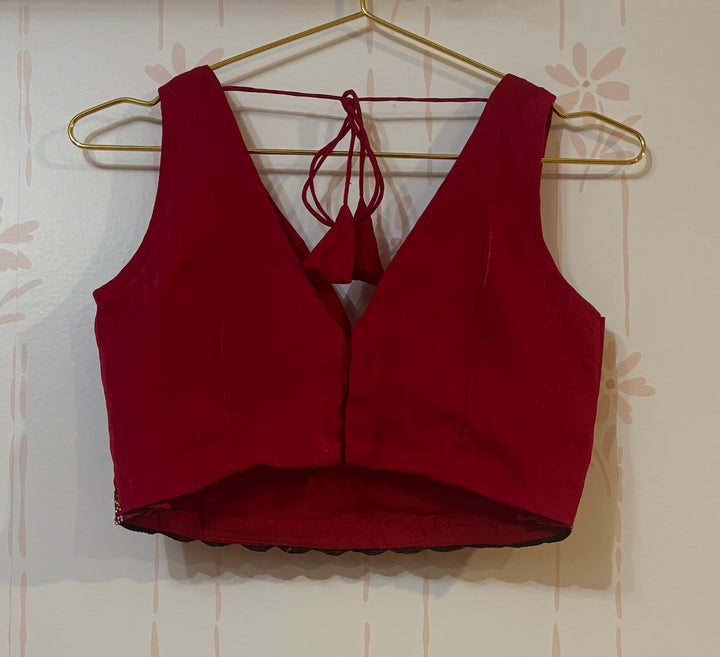 Hot Pink Velvet organza Stonework Saree and blouse set