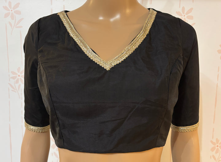 Black Chanderi Silk Lehenga Set