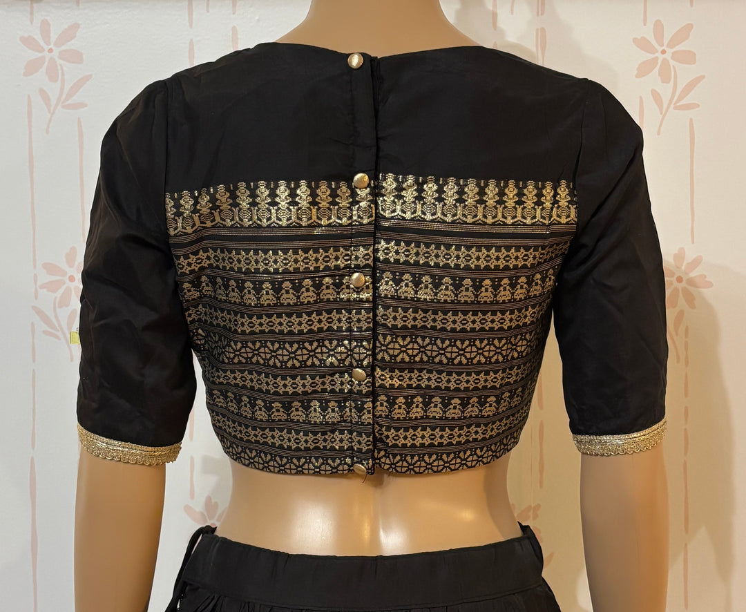 Black Chanderi Silk Lehenga Set