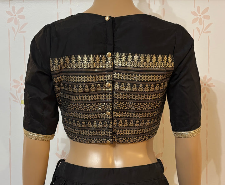 Black Chanderi Silk Lehenga Set