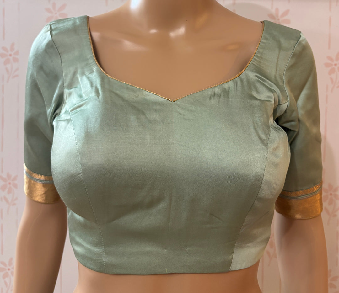 Pastel green Banarasi tissue lehenga set