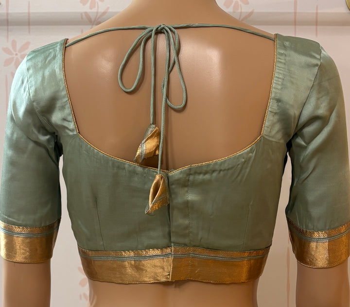 Pastel green Banarasi tissue lehenga set