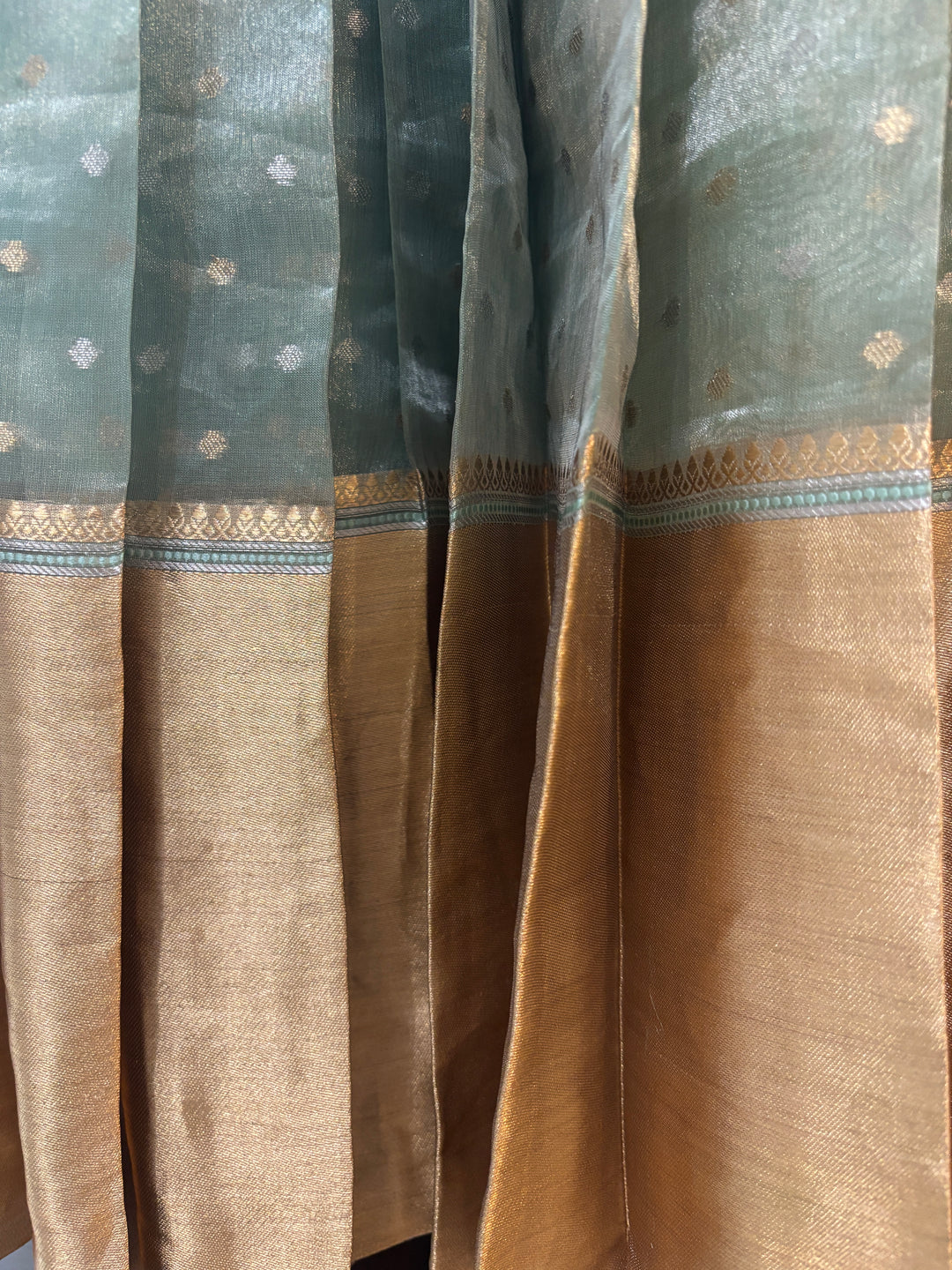 Pastel green Banarasi tissue lehenga set