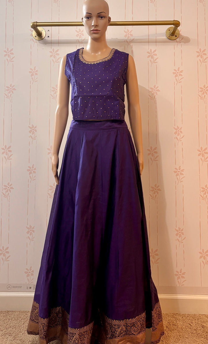 Violet Mangalgiri Crop top Skirt Set