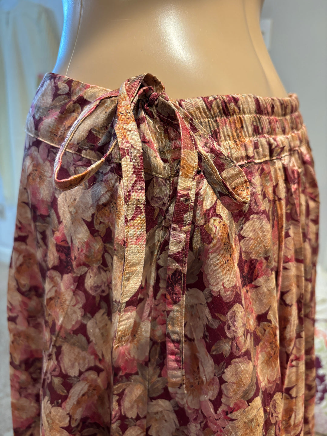 Floral Burgundy A line skirt