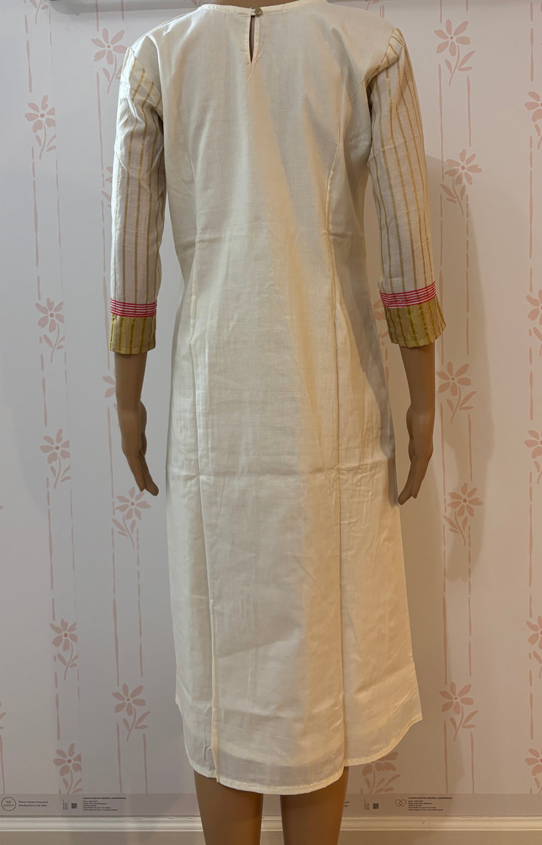 Kerala Kasavu Kurta with Muthukuda embroidery