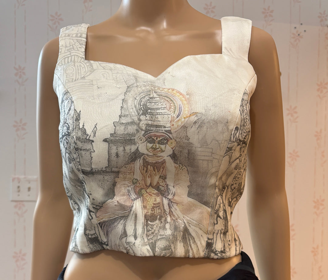 Onam fusion Kathakali Saree and Blouse set