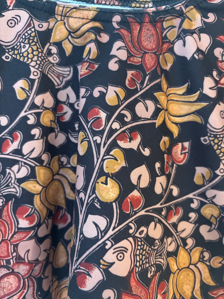 Kalamkari Print Black Lycra Stretch Blouse