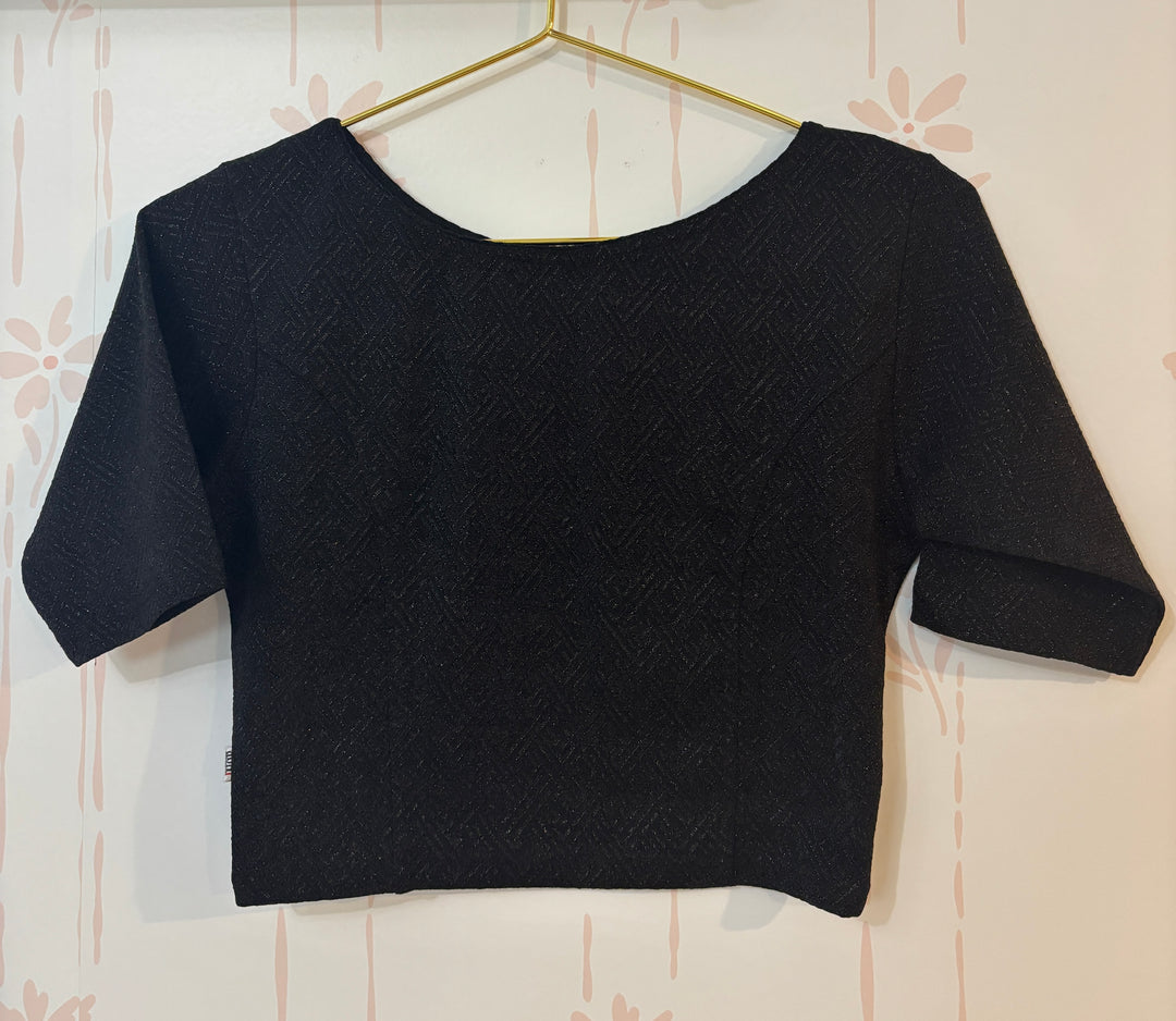Black Textured Shimmery Lycra Stretch blouse