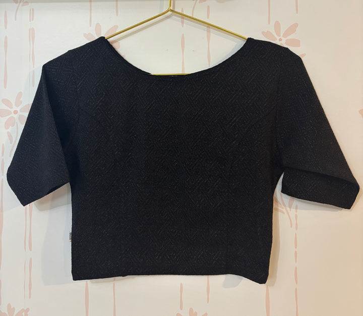 Black Textured Shimmery Lycra Stretch blouse
