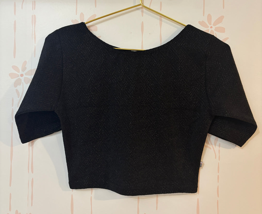 Black Textured Shimmery Lycra Stretch blouse