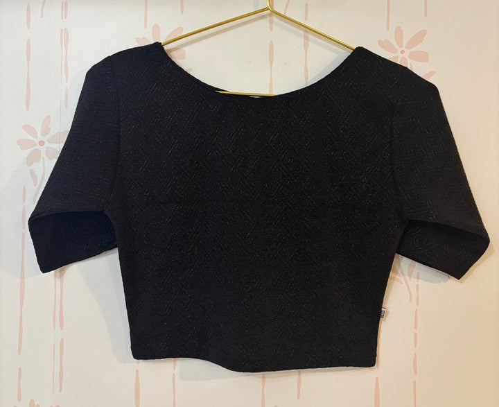 Black Textured Shimmery Lycra Stretch blouse