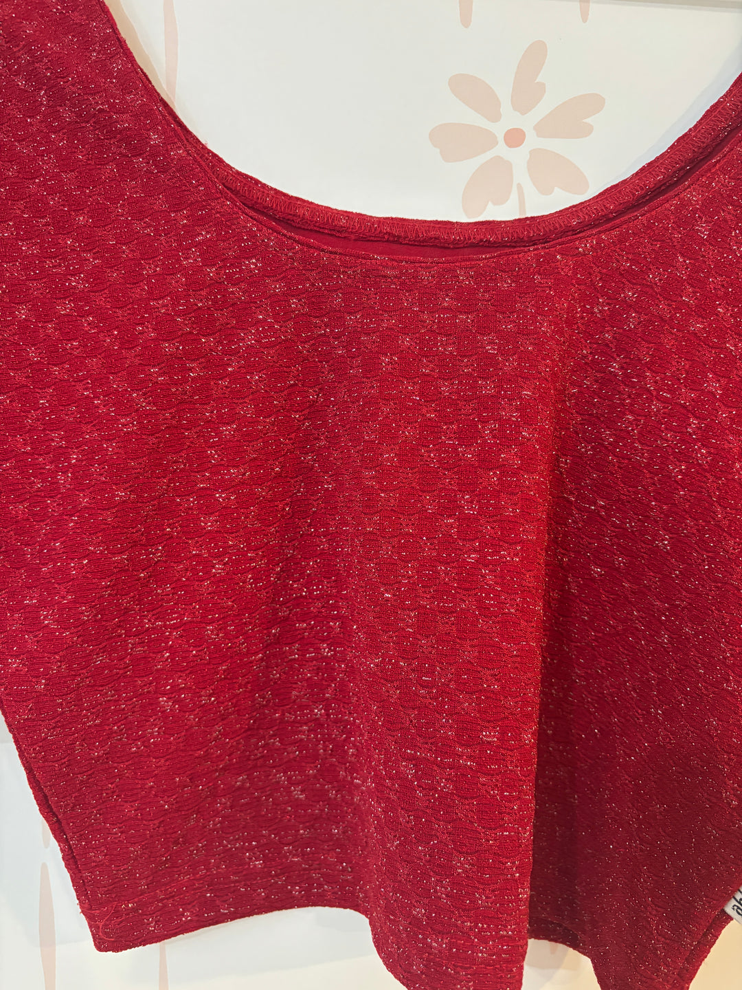 Red Textured Shimmery Lycra Stretch Blouse
