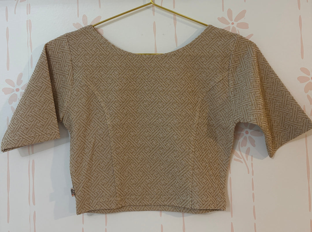 Dull gold Textured Shimmery Lycra Stretch blouse
