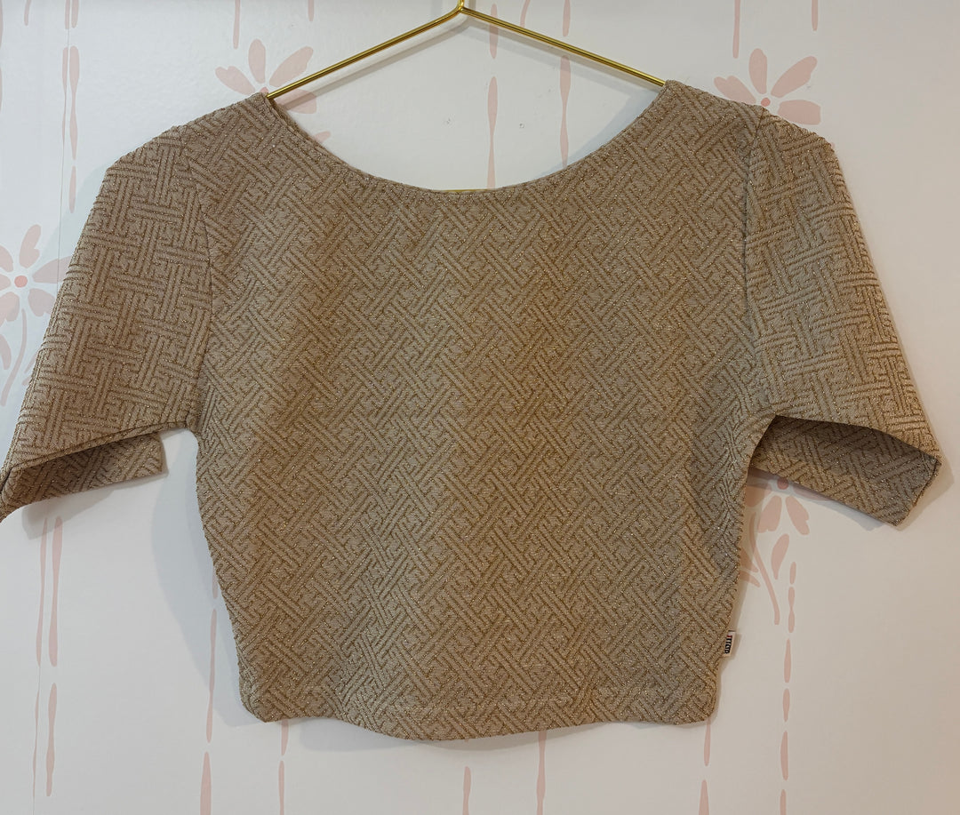 Dull gold Textured Shimmery Lycra Stretch blouse