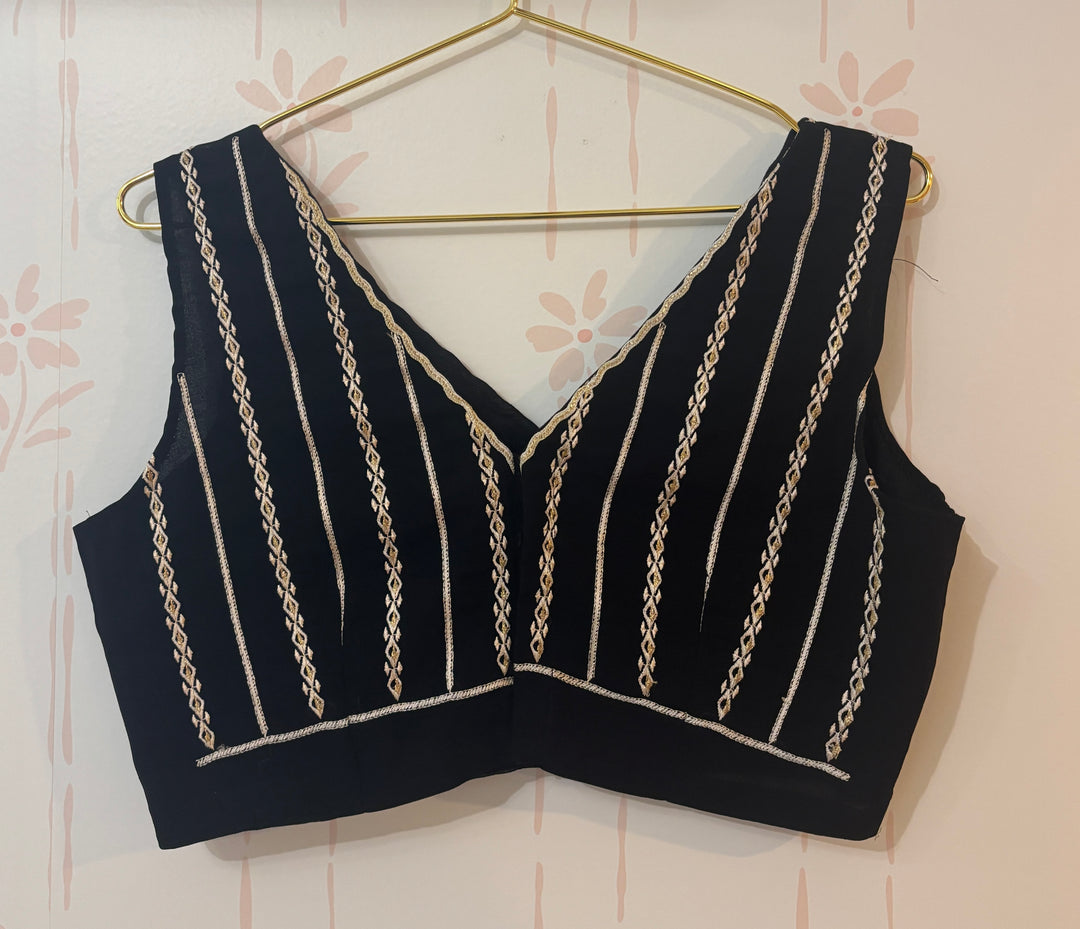 Black Parsi embroidered georgette saree and blouse set